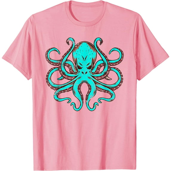 Kraken Octopus Modern Ocean Theme Softstyle Unisex T-Shirt ,Light Pink Color,Size 5/6
