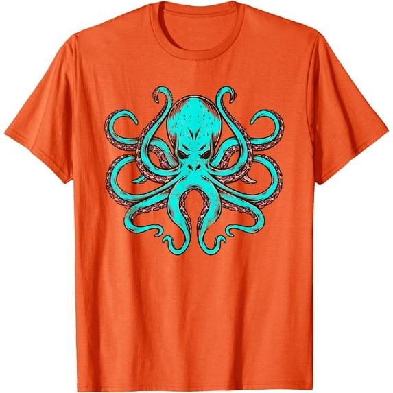 Kraken Octopus Modern Ocean Theme Softstyle Unisex T-Shirt ,Orange Color,Size 4T