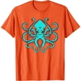 thumbnail image 1 of Kraken Octopus Modern Ocean Theme Softstyle Unisex T-Shirt ,Orange Color,Size 5/6, 1 of 5