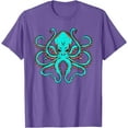 thumbnail image 1 of Kraken Octopus Modern Ocean Theme Softstyle Unisex T-Shirt ,Purple Heather Color,Size XL, 1 of 5