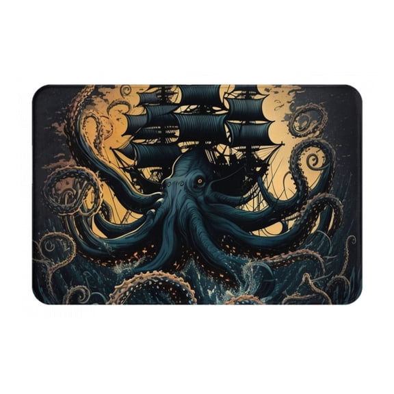 Kraken Octopus Tentacles Retro Boat Doormat Non Slip Front Door Bathroom Bath Mats Entryway Rug 23.6x15.7 Inch Indoor Door Carpet
