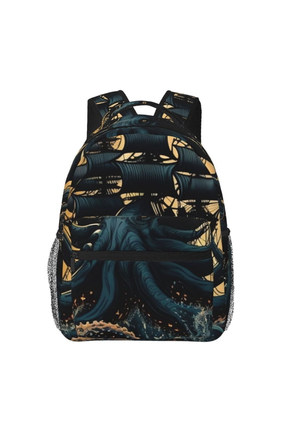 Kraken Octopus Tentacles Retro Boat Laptop Backpack Travel Rucksack for Teens Adults, Fits 15-inch Notebook