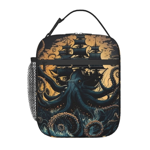 Kraken Octopus Tentacles Retro Boat Lunch Box Bag Insulated Lunchbox Reusable Tote Thermal Cooler Portable for Women Men