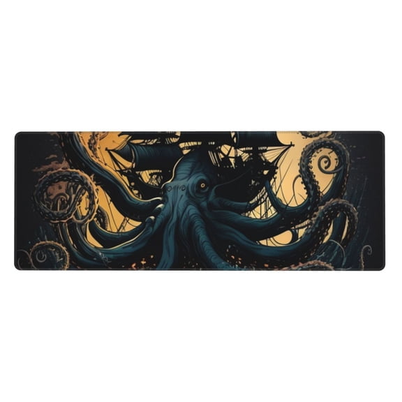 Kraken Octopus Tentacles Retro Boat Mouse Pad Extended Large Gaming Mousepad Non-Slip Rubber Big Keyboard Desk Mat 31.5 X 11.8 Inch