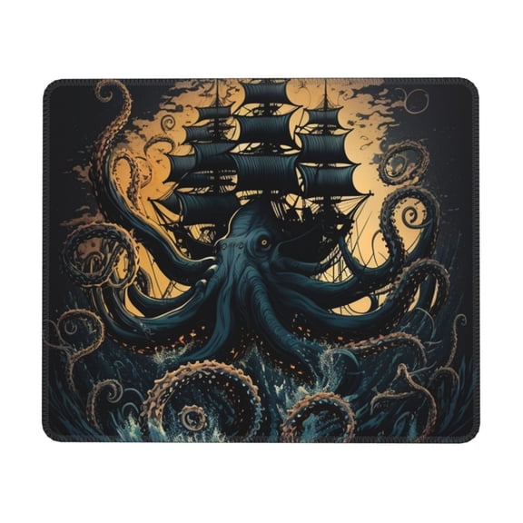 Kraken Octopus Tentacles Retro Boat Mouse Pad Non-Slip Rubber Gaming Mousepad Rectangle for Computers Laptop 10 x 12 inch