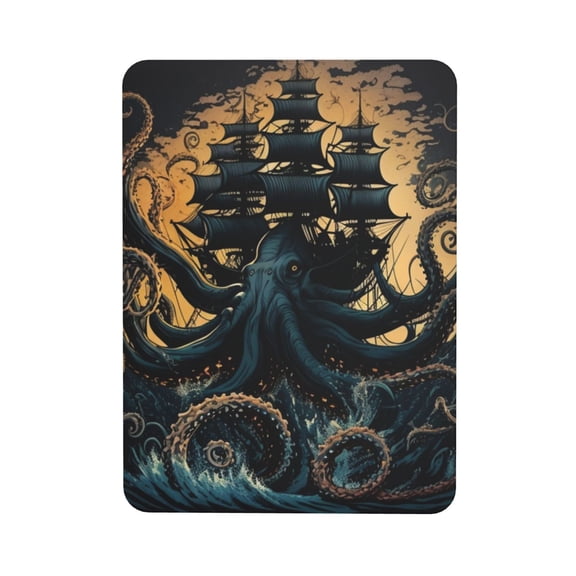 Kraken Octopus Tentacles Retro Boat Rectangular Refrigerator Magnet, Soft Magnetic Fridge Magnet for Home, Office, Locker Decor
