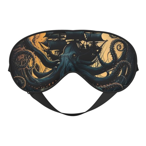 Kraken Octopus Tentacles Retro Boat Soft Faux Silk Sleep Mask, Eye Mask, Reversible Double-Sided for Travel, Shift Work, Meditation