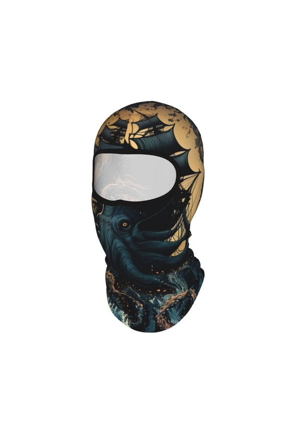 Kraken Octopus Tentacles Retro Boat Unisex Balaclava Ski Mask Full Face Cover for Cold Weather & UV Protection, Breathable Cooling Helmet Liner