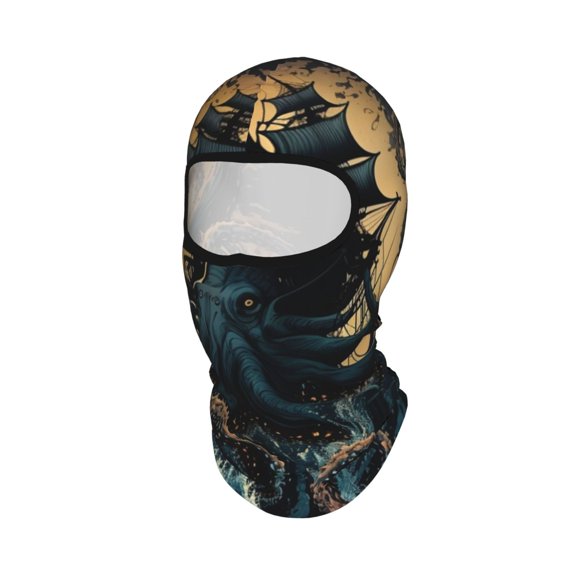 Kraken Octopus Tentacles Retro Boat Unisex Balaclava Ski Mask Full Face Cover for Cold Weather & UV Protection, Breathable Cooling Helmet Liner