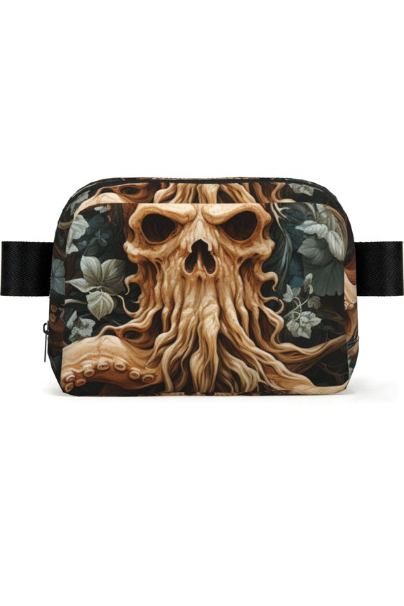 Kraken Octopus Tentacles Vintage Art Retro Square Fanny Pack Fashion Belt Bag with Adjustable Strap Crossbody Chest Bag for Travel, Running, Gym