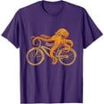 thumbnail image 1 of Kraken Riding Bicycle Octopus Softstyle Unisex T-Shirt,Purple Color,Size 4XL, 1 of 5