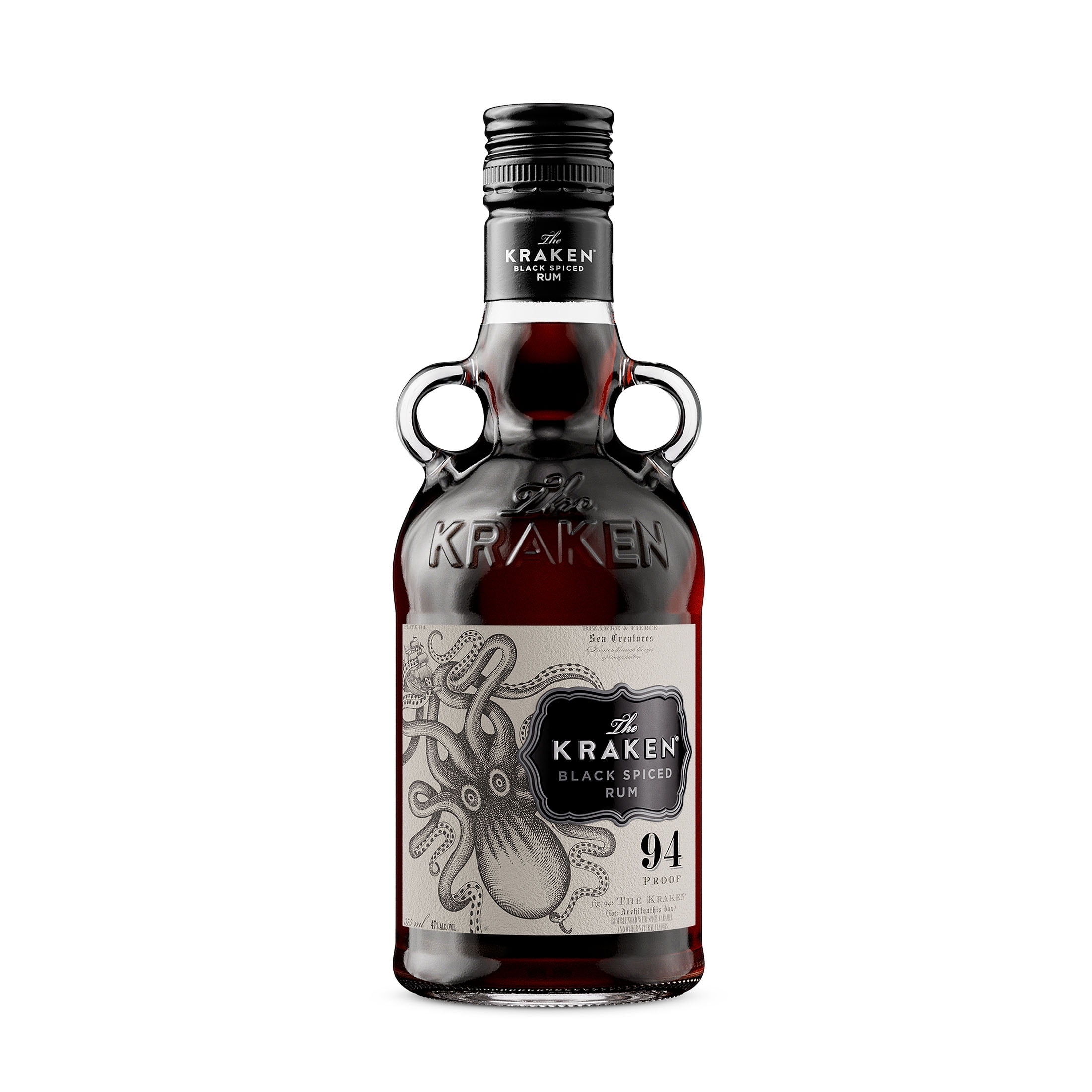 Kraken Rum Black Spiced Rum 94 Proof, 375 ml Glass Bottle, 47% ABV