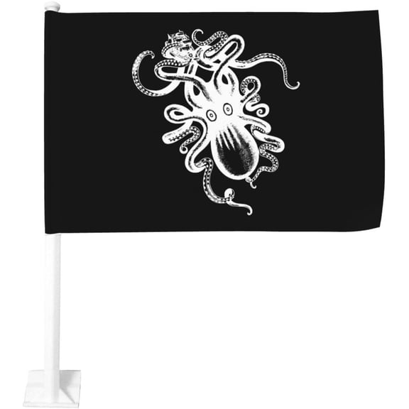 Kraken Rum Octopus Car Flag Double Sided Printed Car Flag 12x18 Inch, Black