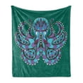 thumbnail image 1 of Kraken Soft Flannel Fleece Throw Blanket, Zentangle Animal Totem Vintage Hippie Image Art, Cozy Plush for Indoor and Outdoor Use, 60" x 80", Petrol Blue Mauve, by Ambesonne, 1 of 5