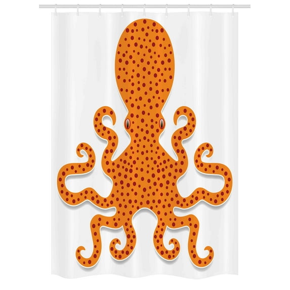 Kraken Stall Shower Curtain, Cute Spotty Octopus Pattern in Vivid Colors Marine Monster Kids Nursery Theme Print, Fabric Bathroom Set with Hooks, 54W X 78L Inches, Orange, by Ambesonne