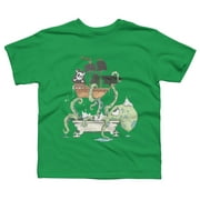 Kraken in the Tub Boys Kelly Green Graphic Tee - Design By Humans  S