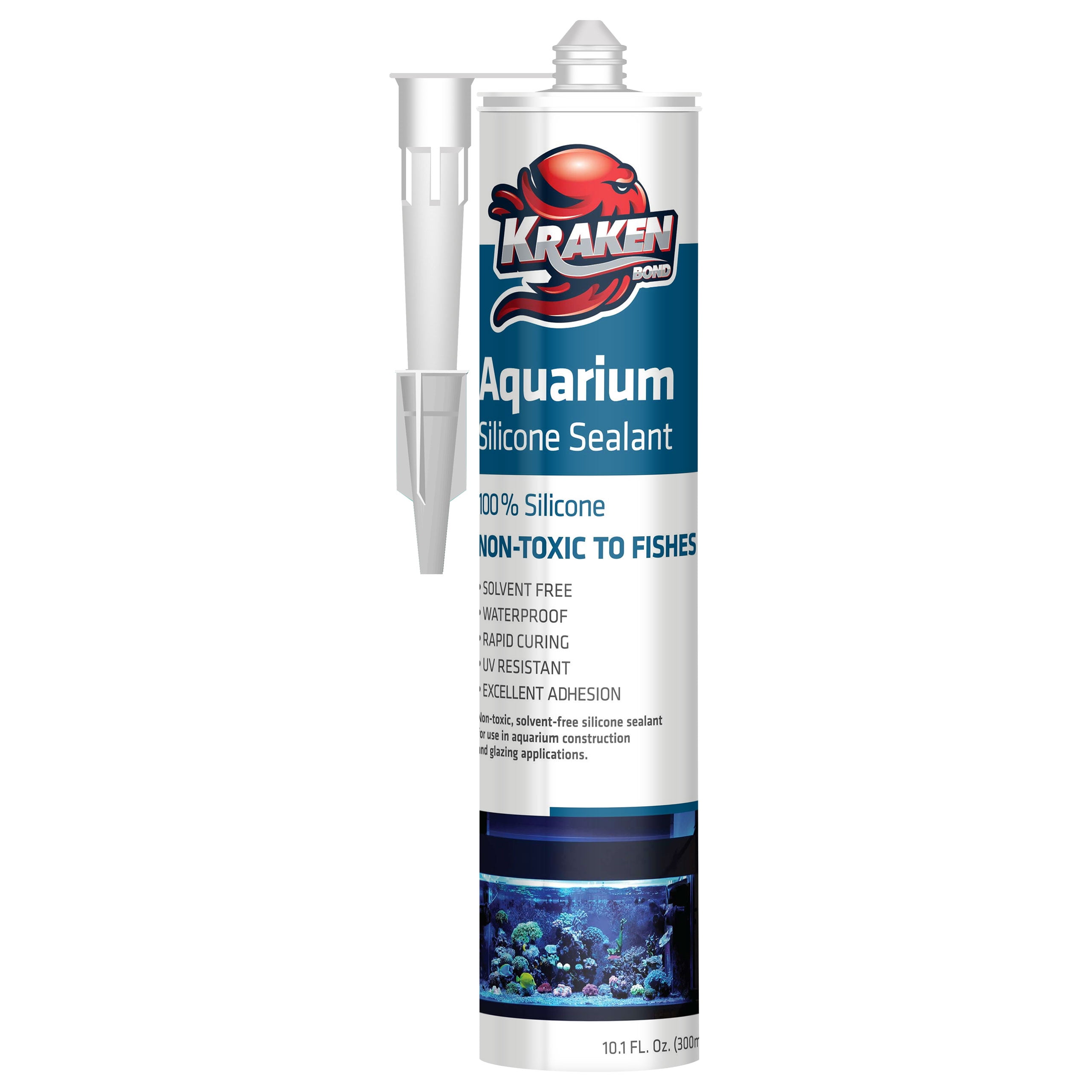 Krakenbond Aquarium Silicone Sealant, Safe for Fish, 10.1 oz, Clear, 1