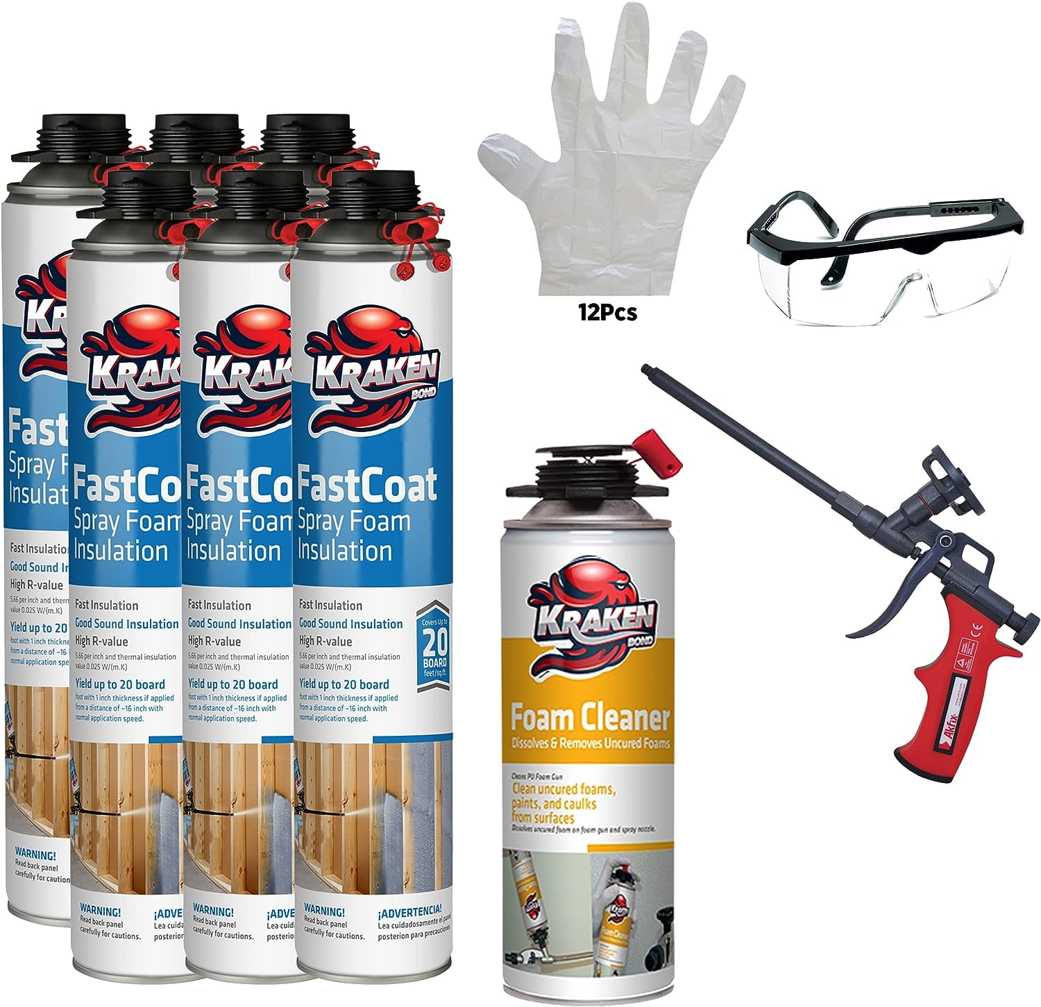 Krakenbond Fastcoat Spray Foam Insulation Kit, 20 Board feet, Closed Cell  (1 Pack + Complete Set) 
