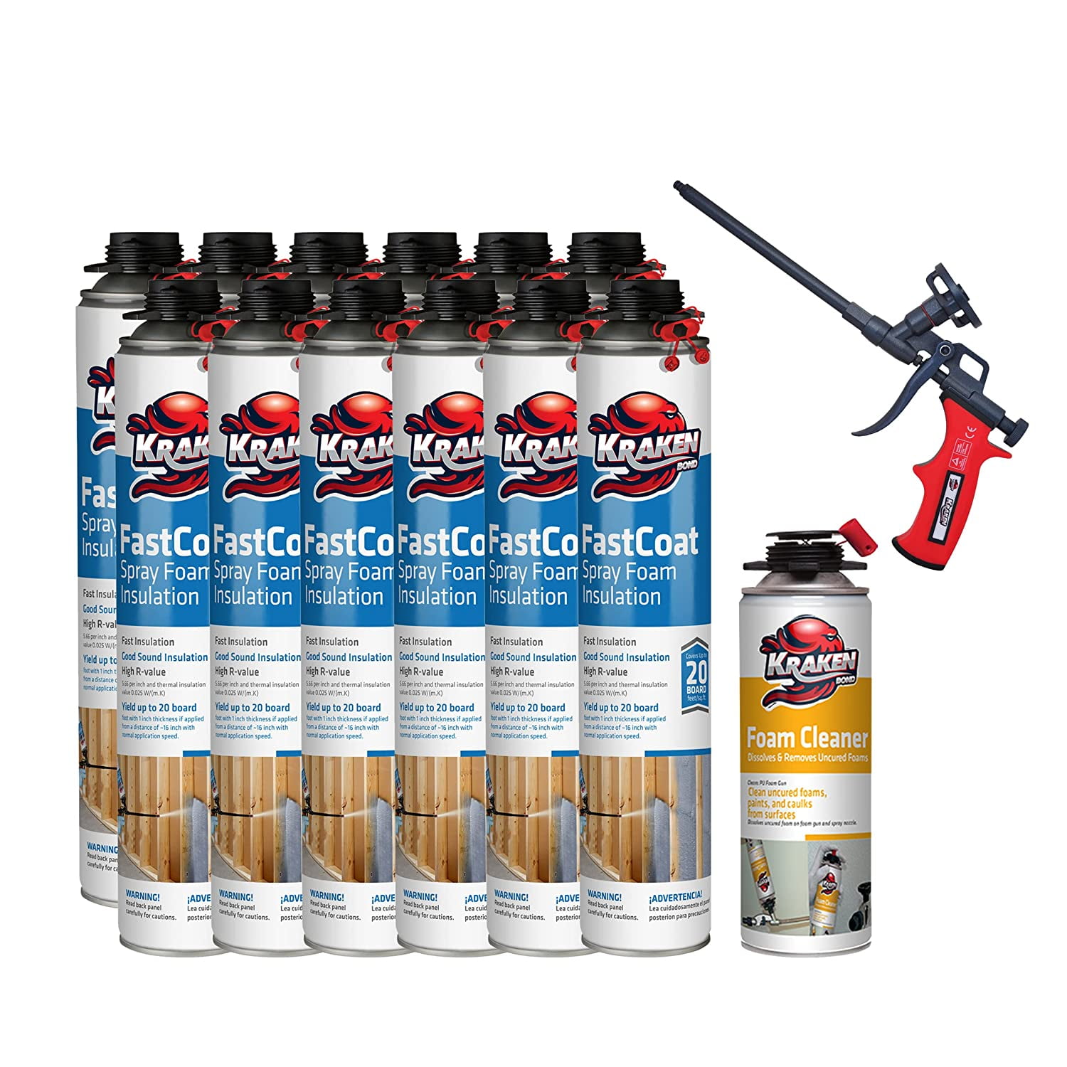 Krakenbond Fastcoat Spray Foam Insulation Kit, 240 Board Feet, Closed