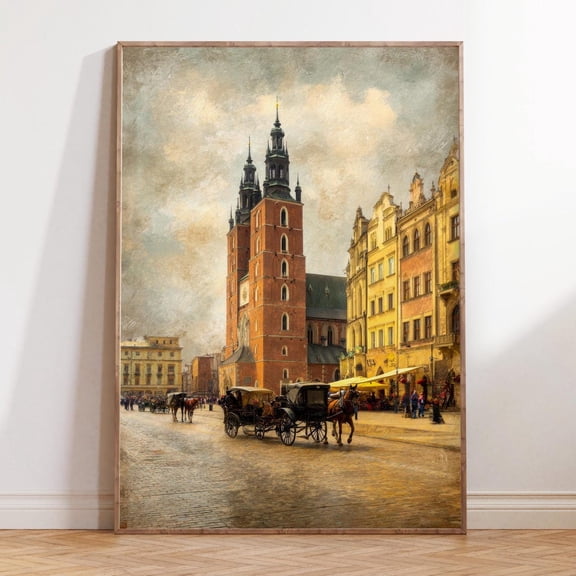 Krakow Poland Historic Market Square Old Town Wall Art, Unframed Paper Print Size 8x12