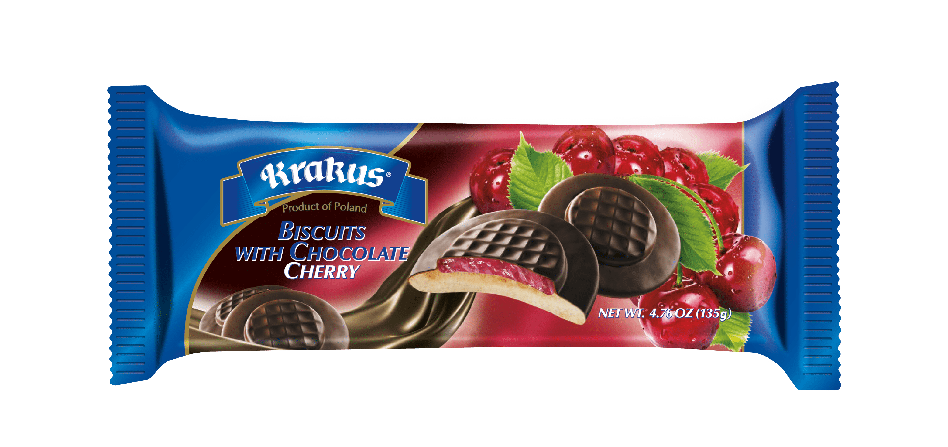 Krakus Chocolate Covered Cherry Biscuits 135g (Jaffa Cakes), 3 pack