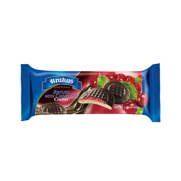 Krakus Chocolate Covered Cherry Biscuits 135g (Jaffa Cakes), 3 pack