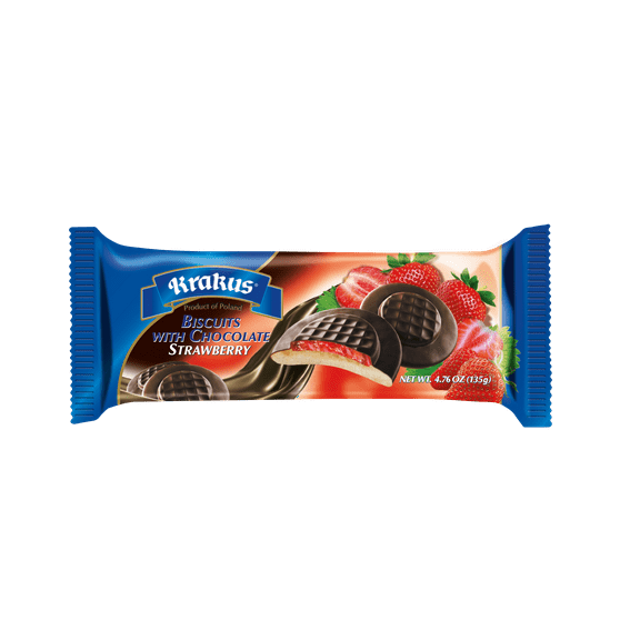 Krakus Chocolate Covered Strawberry Biscuits 135g (Jaffa Cakes), 3 pack
