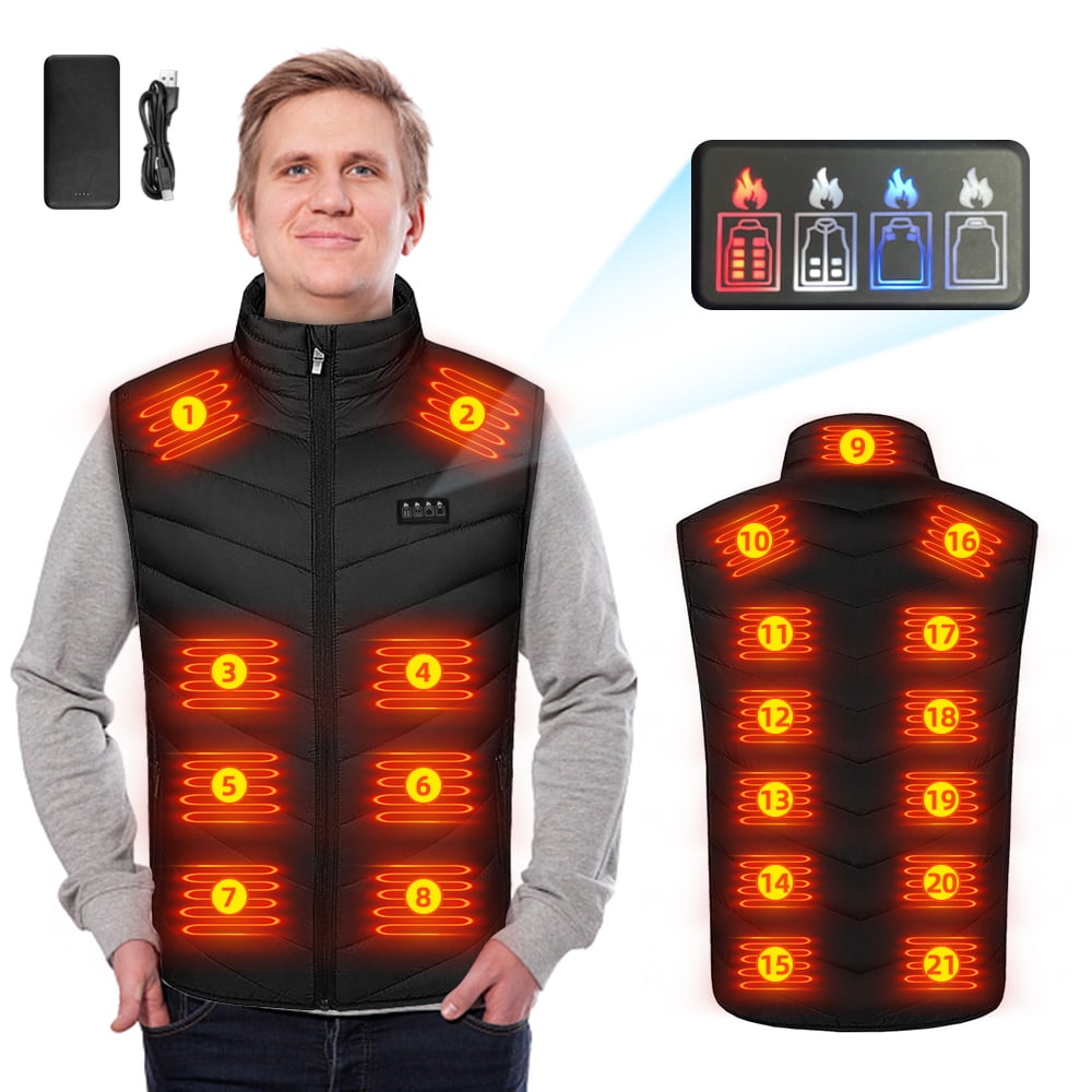 Kraleay Electric Unisex Heated Vest, Rechargeable Washable Heating Winter Coat Warm Jacket
