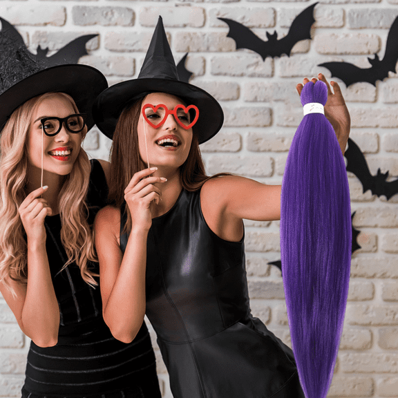 Kraler 1 Pack 26 Inch Synthetic Braiding Hair Extensions, Purple Pre-Stretched Braiding Hair for Girls for Box Braids, Halloween