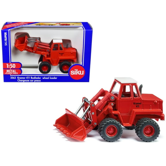 Kramer 411 Wheel Loader Red with White Top 1/50 Diecast Model by Siku