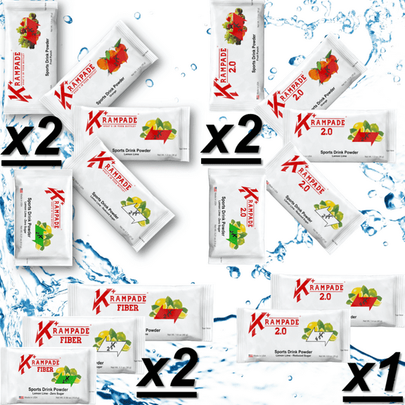 Krampade Electrolyte Powder Potassium Supplement - 2000 mg K+, >2x More Than Coconut Water | Cramp Relief and Prevention | Hydration Powder | Variety | 28 Single Serving Packets