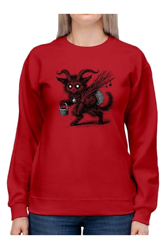 Krampus Cat Creepy Christmas Gift Tee Women's Sweatshirt