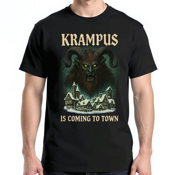 Krampus Christmas T-Shirt – Krampus Is Coming to Town Scary Holiday Graphic Tee