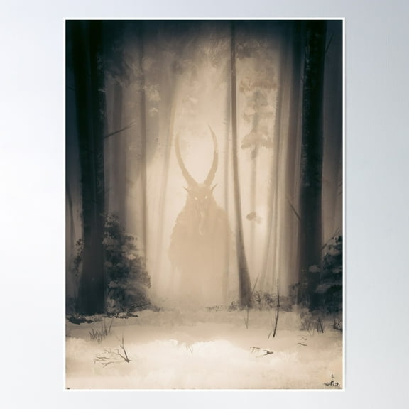 Krampus In The Woods Poster Wall Art, Modern Wall Decor, 12x18 UNFRAMED