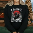 thumbnail image 1 of Krampus Is Coming Christmas Sweatshirt, Gothic Holiday Horror Shirt, Dark Scary Krampus Xmas Sweater, Krampusnacht Gift Top, 1 of 5