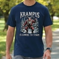 thumbnail image 1 of Krampus Is Coming To Town T-Shirt – Gothic Horror Christmas Shirt, Scary Santa Holiday Tee, Dark Metal Xmas Gift for Him, 1 of 5