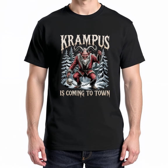 Krampus Is Coming To Town T-Shirt – Holiday Mythology Theme – Christmas Celebration