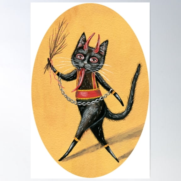 Krampus Krampus Black Cat Poster Wall Art Modern Wall Decor For Living Room Bedroom Art