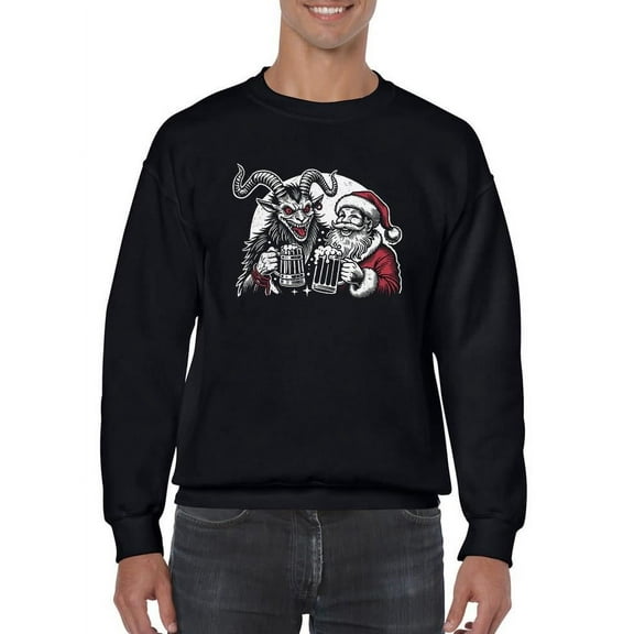 Krampus Santa Beer Naughty Christmas Men's Sweatshirt