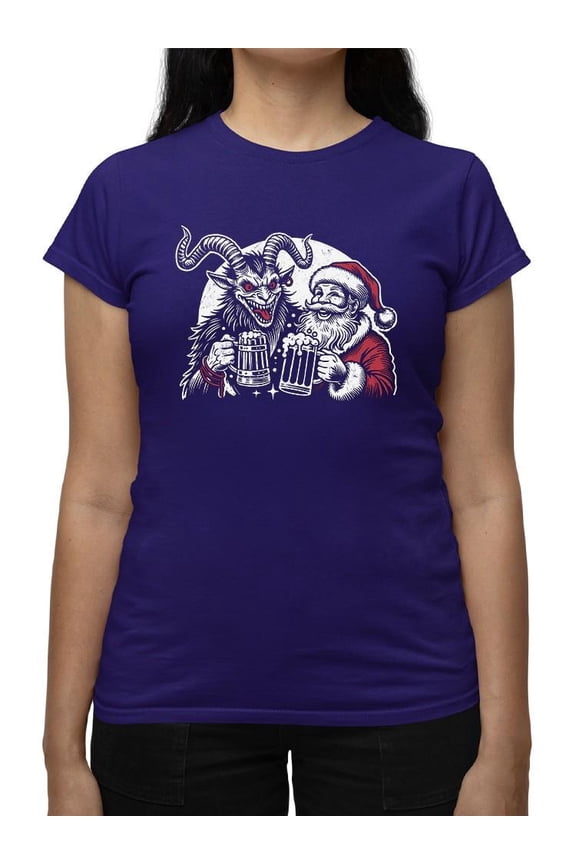 Krampus Santa Beer Naughty Christmas Women's T-shirt