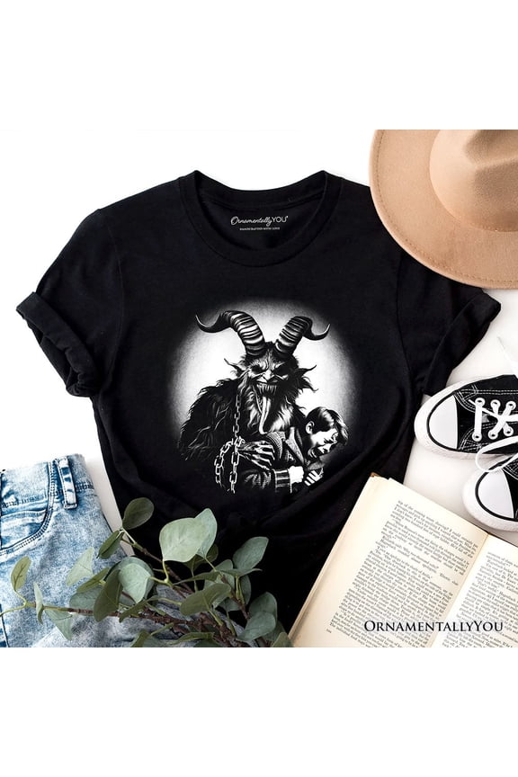 Krampus Spooky Portrait T-Shirt, Horror Villain Theme Halloween Tee