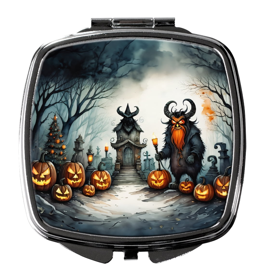 Krampus The Christmas Demon Spooky Halloween Compact Mirror 2.75 in x 3 in