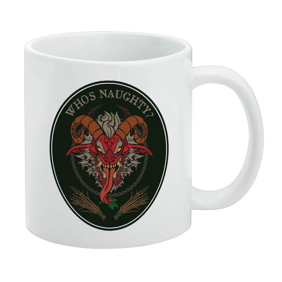 Krampus Who's Naughty Christmas Holiday White Mug