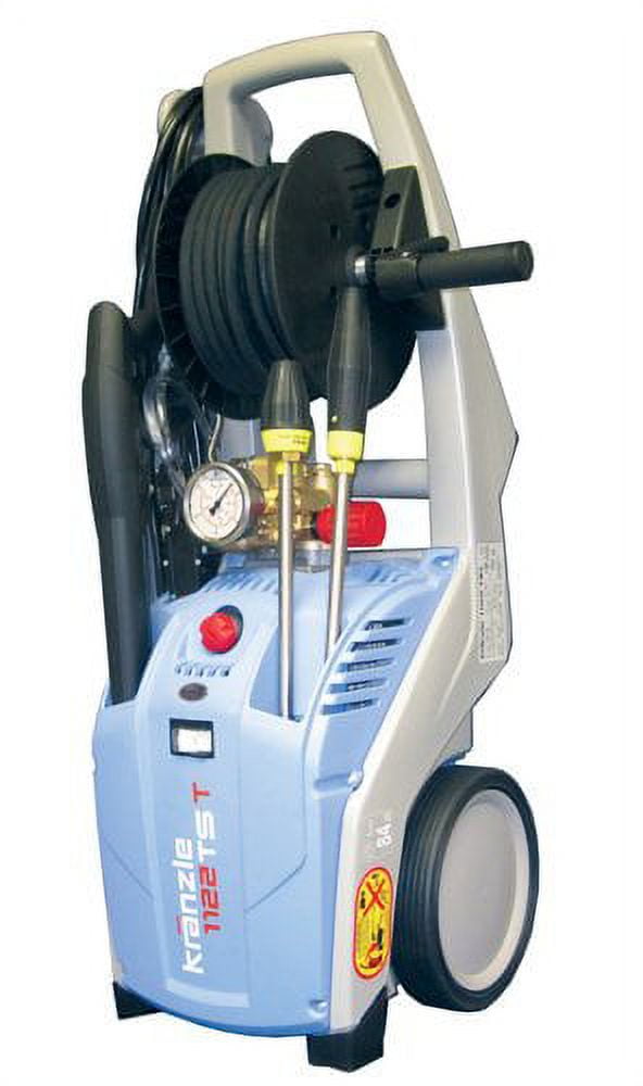 KranzleUSA K1122TST Cold Water Electric Commercial Pressure Washer with Auto On-Off, GFI and 50' Wire Braided Hose on Hose Reel, 1400 PSI, 2.0 GPM, 110V, 15A
