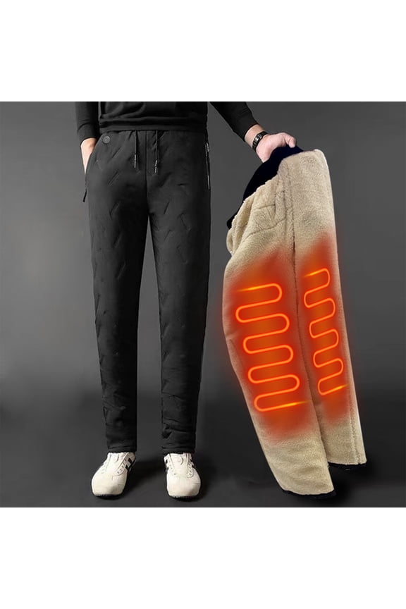 10 Heating Areas Heated Pants for Men, Heated Pants with Fleece, Lightweight USB Electric Heated Pants with 3 Heating Level