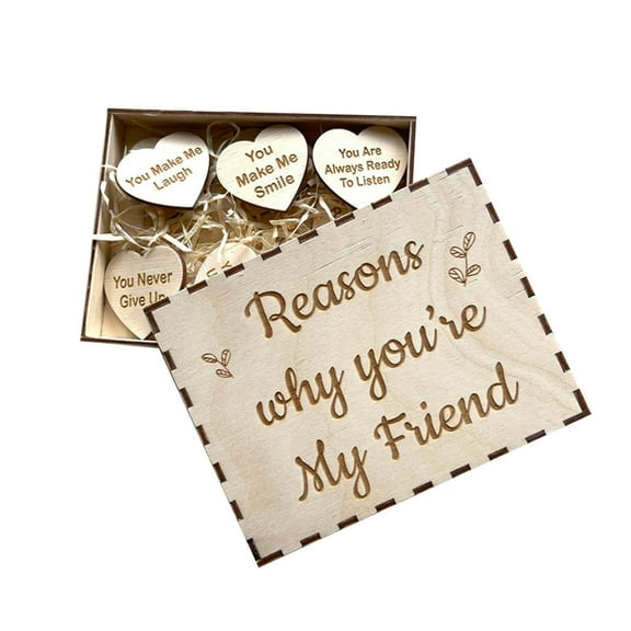 Kraoden 10 Reasons Why You Are My Bestie, Best Friend Gift, Wooden Hearts in the Box, Romantic Gift for Bestie, Friendship BFF Birthday Chrismas Gifts, Soul Sister Friends Keepsake
