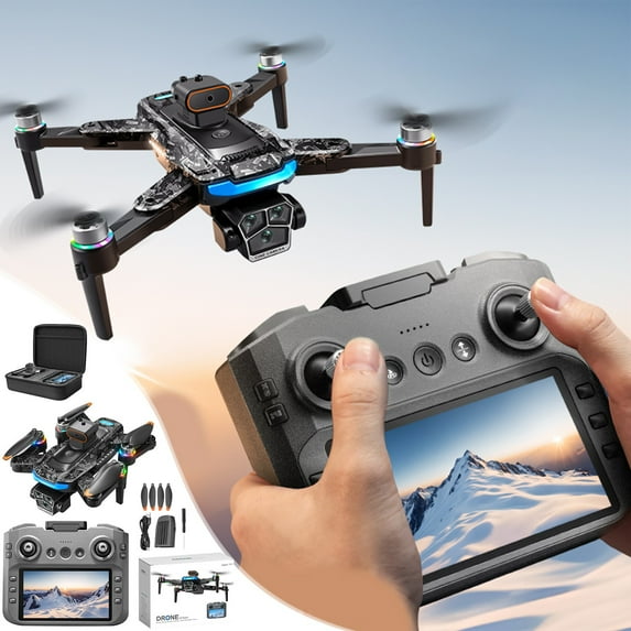 Kraoden 1080P Drone with Brushless Motor, Remote Control Quadcopter, 4.5 Inch Screen Display, Altitude Hold, 2.4G RC, Kids & Adults Friendly, Multiple Functions, Carrying Case Included