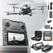 Kraoden 1080P Drone with Foldable Remote Control, 5.9 Inch Screen, Brushless Motor, LED Lights, 25 Minute Flight Time, RC Quadcopter for Kids and Adults