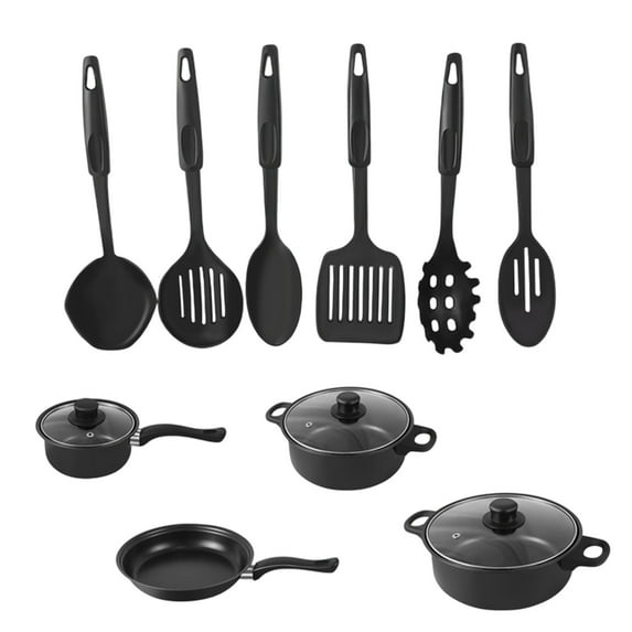 Kraoden 13 Piece Non-Stick Cookware Set, Multi-Piece Kitchen Cookware for Frying, Boiling, and Stewing, Includes Frying Pan, Milk Pot, Soup Pots, and Spatulas