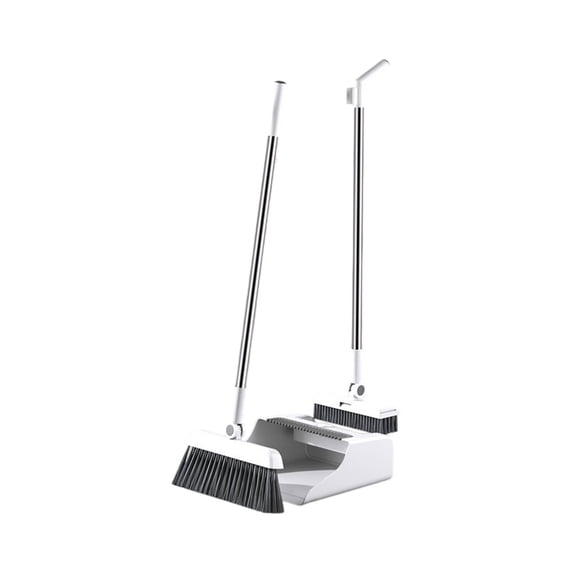 Kraoden 3-in-1 Brooms and Dustpan Set, Stainless Steel Handle, Household Cleaning Supplies, Space-Saving Design, Heavy-Duty Bristles for Home and Office Use